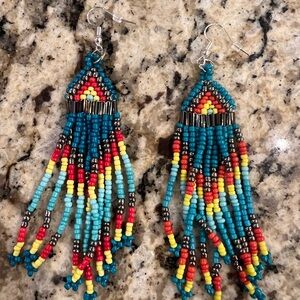 Colorful Beaded Fringe Earrings